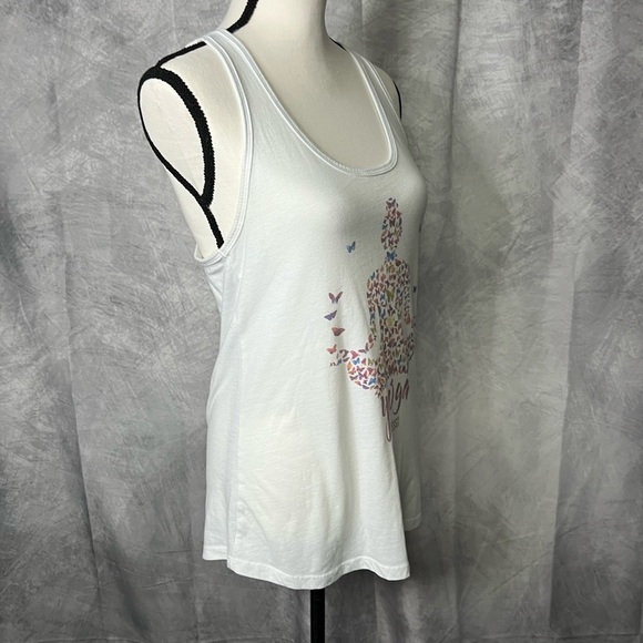 Fitness Tee Co White Butterfly Yoga Racerback Tank Top 🌟2/$20 - LG - Picture 4 of 8